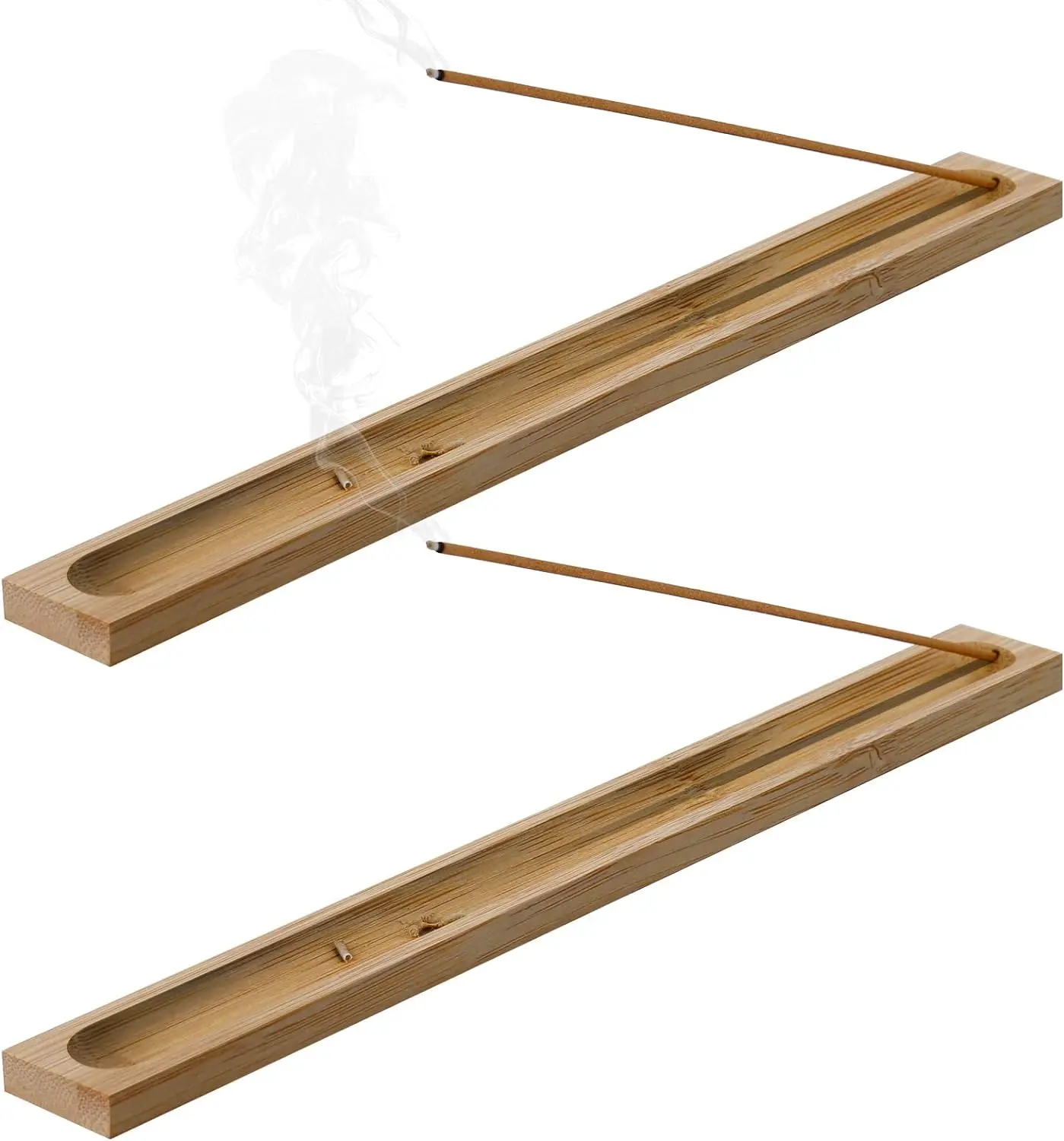Home Supplies 2-Piece Natural Bamboo Incense Stick Holder Set - Scented Lightweight Burner with Ash Catcher, Stress & Anxiety Relief, Brain Health Support for Home Fragrance Diffusion, Gift Option