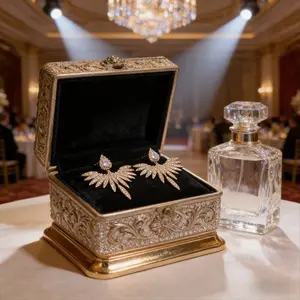 Women's Punk Crystal Angel Wing Ear Jacket Earrings! Gold CZ Teardrop Rhinestone Stud Jewelry