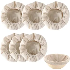 6 Pieces Oval Banneton Proofing Cloth Liners – 10 Inch Bread Proofing Basket Liner, Reusable Linen-Cotton Blend for Sourdough Baking, Dough Basket Cloth Liner for Bakery & Home Baking, Bakeware (Basket Not Included)