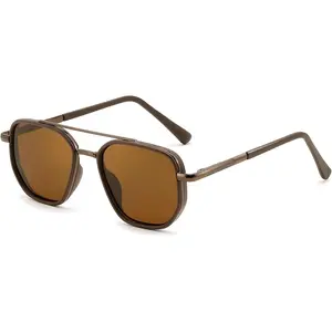 Polarized Aviator Sunglasses for Men Square Retro Metal Frame UV 400 Protection TAC Lens B0329