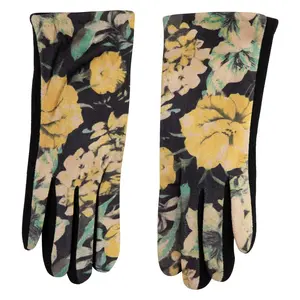 Women's Yellow Floral Texting Gloves