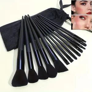 This 13-piece Travel-friendly Makeup Brush Set, Artist Brush Set, Features Soft Bristles for Precise Application of Pressed Powder, Flawless Base and Eye Makeup. Includes Travel Pouch, Perfect for Home Use or On The Go