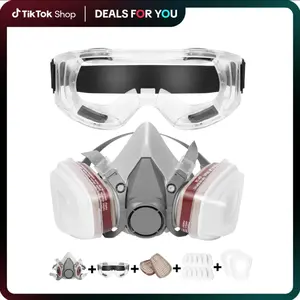 Lightweight Silicone Gas Mask Respirator – Reusable Half Face Cover with Adjustable Straps & 40mm Filters for Sanding, Painting, Chemicals Glasses