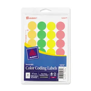 Avery Removable Labels, .75 in. Round,1008-PK, Neon AST