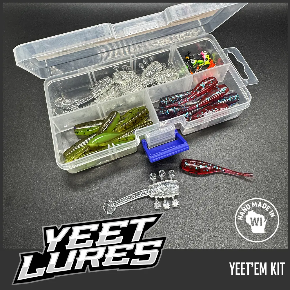Yeet Lures Yeet'em Kit: 40-Piece Crappie Panfish Bass & More - Compact Case.
