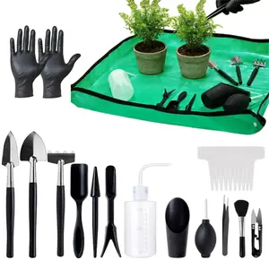 25PCS Mini Succulent Gardening Tools Set with 39.4" Waterproof Repotting Mat, Complete Indoor Plant Care Kit for Transplanting, Potting, Bonsai, Cactus, Houseplant & Fairy Garden