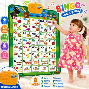 Talking Alphabet Learning Poster for Toddlers, Interactive ABC & 123 Wall Chart with Music, Spelling, Letter Sounds & Number Learning, Preschool Educational Toy Gift for Kids