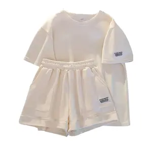Girls' Summer Outfit   Summer New Mid-To-Large Size Short Sleeve T-Shirt Summer Korean Casual Shorts 2pcs Set Short Sleeve Top, for Outdoor