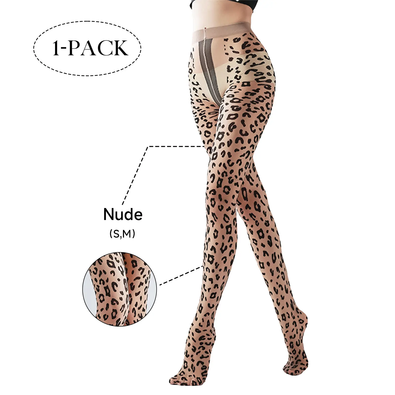 Women's Leopard Pantyhose with Side Letters, 2-Pack 20D Snag-Resistant Sheer Nylon for Casual Outfits and Daily Clothes