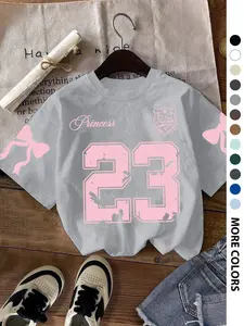 Women's Casual Loose-Fitting Graphic Tee, Round Neck Butterfly Knot Design, Short Sleeve Top for Daily Wear & Outdoor Activities