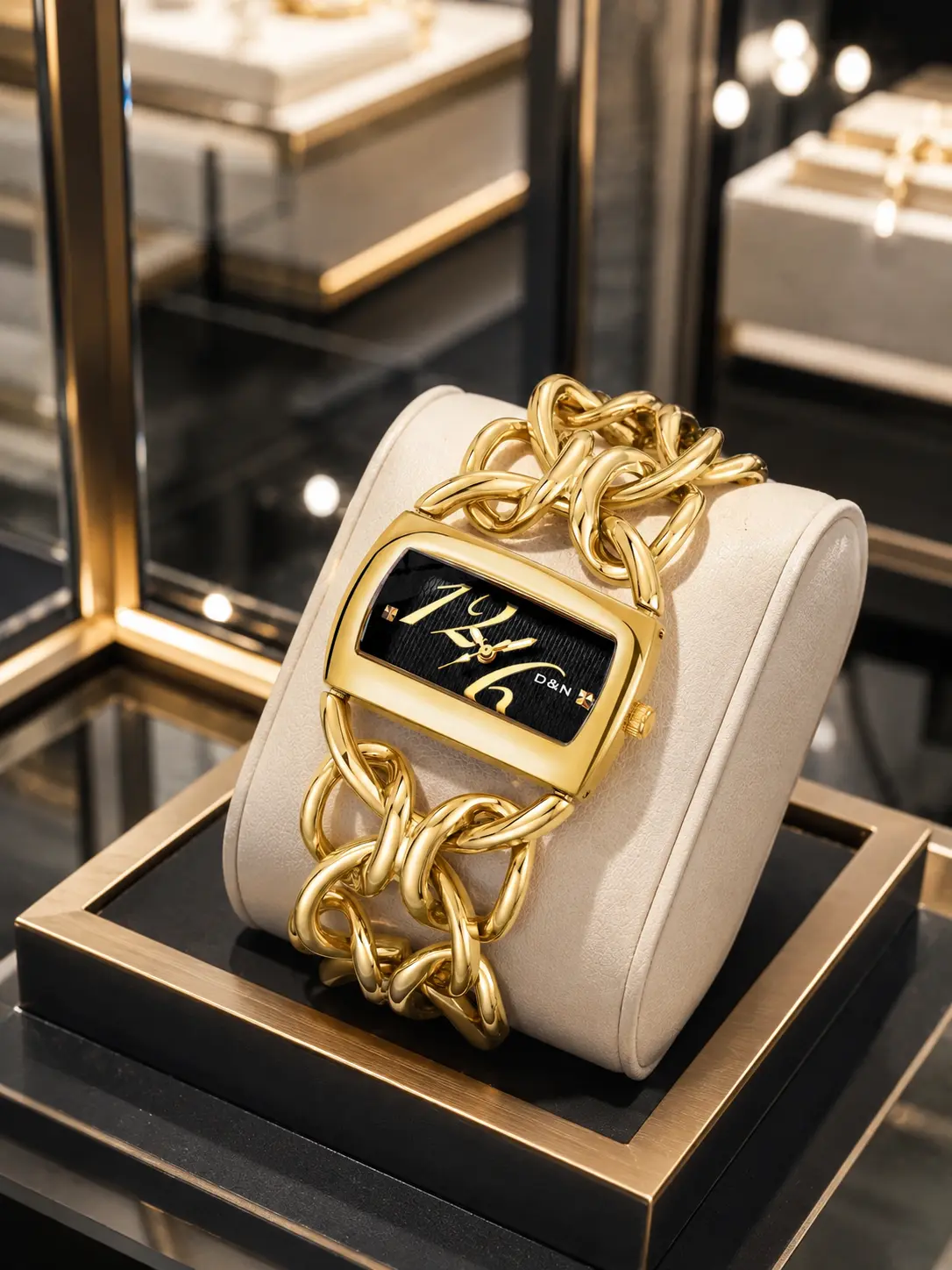 Women's Luxury Gold Iced Out Diamond Bracelet Watch, Elegant Quartz Wrist Watch for Women, Fashion Jewelry Watch with Sparkling Stones, Stylish Gold Chain Watch Gift for Her