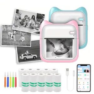 Wireless Mini Printer, Portable Ink-Free Thermal Label Printer, Thermal Label Maker, Includes 10 Rolls of Paper, Ideal for Photos, Notes, Travel, Home, Office