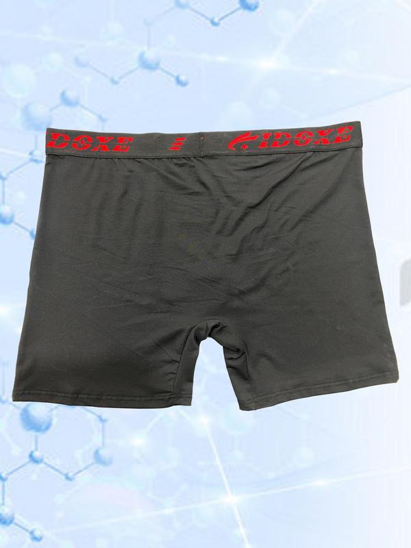 【Plus Size】 Colorblock Letter Print Boxer Brief, Breathable Comfortable Sports Underwear for Men, Men's Sport & Outdoor Clothing for Daily Wear, Boxers for Men, Stretchy Underwear, Soft Breathable Underwear, Breathable Undergarments