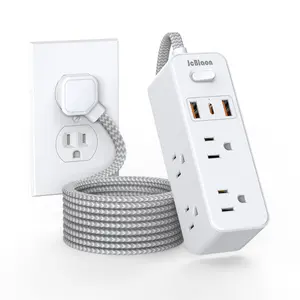 Power Strip Surge Protector - 6 Widely Outlets with 3 USB Ports , 5 Ft Extension Cord Flat Plug, 3 Sided Wall Mount Outlet Extender Small Power Strip for Travel Home Office College Dorm Room, Power Socket Extender