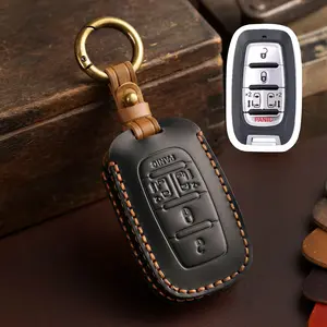 Genuine Leather Key Fob Cover for Chrysler Pacifica 7 Button, Luxury Key Case Protector for Voyager Minivan