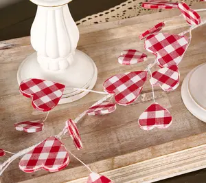 4' Red & White Checkered Heart Garland by Valerie