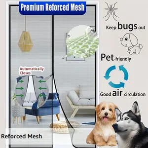 Magnetic Door Curtain with Storage Strip, Summer Mosquito-Proof Breathable Mesh Screen for Home Decoration, No Drill Installation