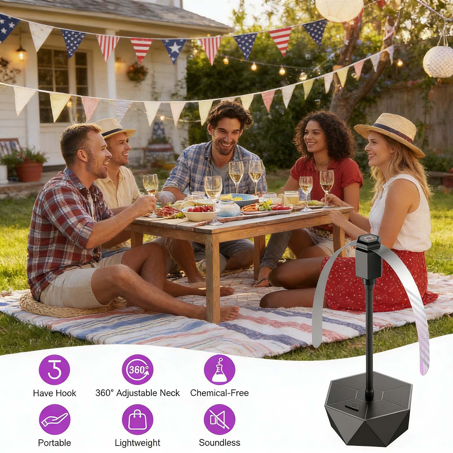 Fly Repellent Fans for Tables, Outdoor & Indoor Fly Deterrent Fans with Holographic Blades, Keep Flies Away for Picnic, Party, Restaurant, Kitchen, BBQ & Dining Tables