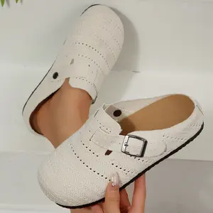 Breathable Knit Clogs Sandals for Women, Adjustable Buckle Slip-On Shoes - Fashionable & Comfortable Daily Footwear Springfresh