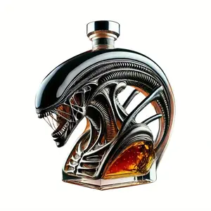 Christmas Monster Whiskey Decanter Bottle - Alien-Inspired Glass Featuring Iconic Movie Creature Design, Collectible for Sci-Fi Fans, & Wine Srage, Novelty Display Statue (Glass Metal) Durable Build Metallic Sturdy