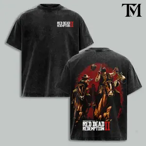 Vintage Red Dead Redemption 2 Graphic Tee, Oversized Arthur Morgan Western Cowboy Shirt, Retro Outlaw Streetwear T-Shirt, Wild West Gamer Gift For Men, RDR2 Washed Apparel