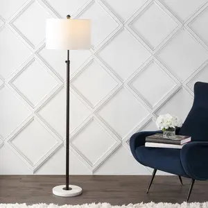 JONATHAN Y June Modern Adjustable Metal/Marble LED Floor Lamp; for Living Room,Bedroom, Kitchen, Office