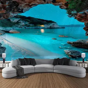 1PCS Beach Scenery Pattern Tapestry for Living Room and Bedroom Decor, Home Decor Supplies, Woven Wall Hanging for home Decoration