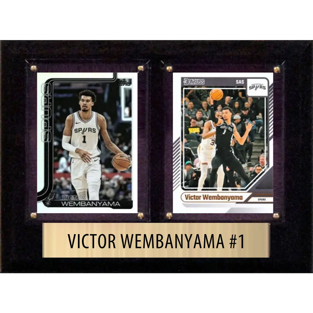 Victor Wembanyama San Antonio Spurs 2026 2025 2024 Topps Prizm Hoops 2 Card Fan Gift Plaque 6x8