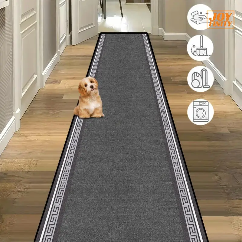 Joyfinity 1pc Chinese-Style Low-Key, Simple, and Elegant Entryway Decorative Rug, Vintage Meander Border Kitchen Counter Runner Rug, Precision Soft Fabric, Easy to Care for, Machine Washable, Living Room Sofa Rug, Outdoor Rug