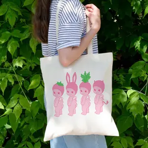Sonny Angel Tote Bag Kewpie Cherub Book Bag Sonny Angel Merch Girly Pink 600 Canvas Tote Bunny Sonny Grocery Bag Gift Sonny Angel Lover #1758