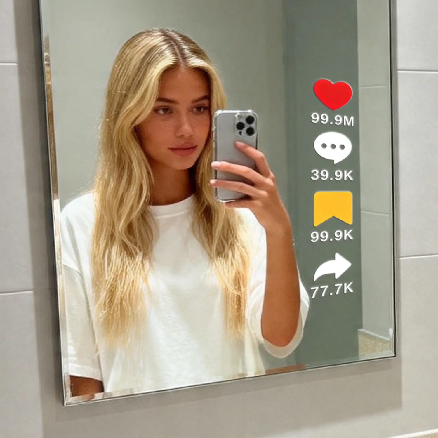 Tiktok heart like stickers, mirror stickers, decorative small patterns, edge shading stickers, bathroom tile stickers, waterproof stickers