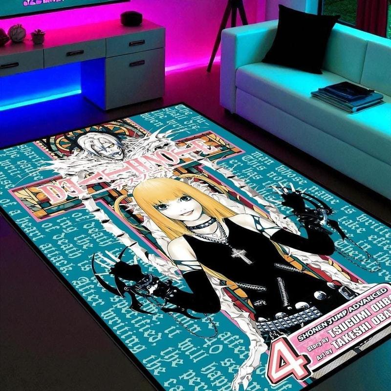 Anime Manga Rug – Death Note Vol.4 Cover with Misa Amane – Washable Non-Slip Floor Carpet for Gaming Room, Influencer Studio, Teen Bedroom