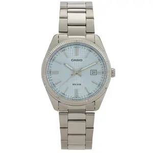 Casio Mtp1302 Series Watch in Silver & Light Blue Casio Mtp1302 Series Watch in Silver & Light Blue