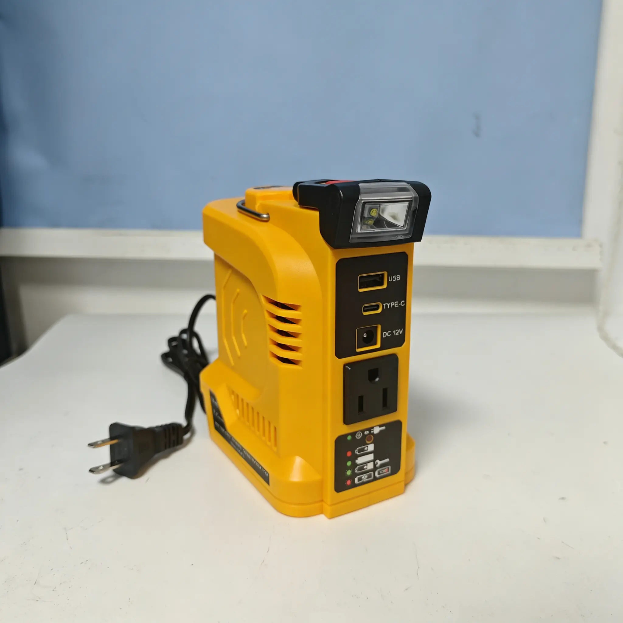 High Power Multifunctional Inverter & Charger for DeWalt 20V MAX DCB Series Batteries (DCB200,DCB201,DCB203,DCB204,DCB205,DCB206,DCB606) - 220W,110V AC Supply,12V DC Port,USB Type-C Port,110V Home Charging Adapter Compatible,Charges 20V MAX
