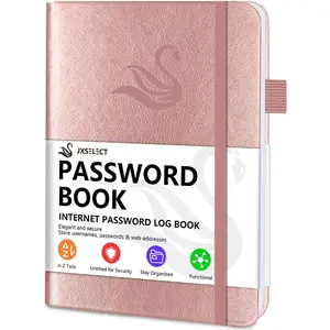 Elegant Password Book with Alphabetical Tabs - Hardcover Password Book for Internet Website Address Login - 5.2" x 7.6" Password Keeper and Organizer w/Notes Section & Back Pocket (Rose Gold)