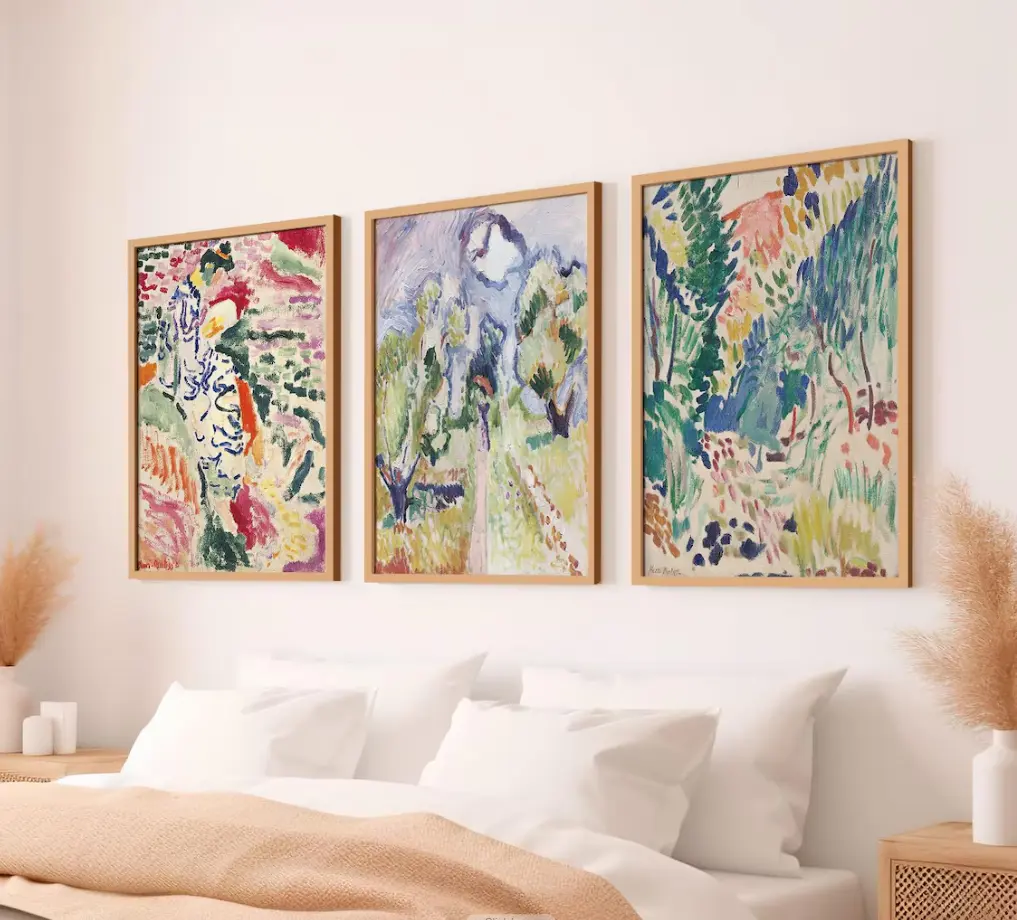 [25% OFF] [UNFRAMED]    Set of 3 Posters Print Henri Matisse Vintage Museum Exhibition Wall Art Decor Multi Panel Triptych, Paper
