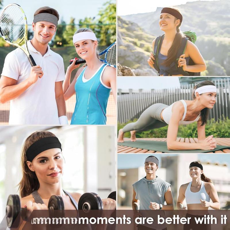 8 Pack Headbands for Women Non Slip - Stylish Sports Hair Bands for Women's Hair - Soft Cotton Cloth Stretchy Headbands for Women for Yoga, Outdoor Exercise Running