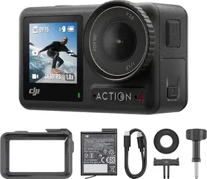 [Pre-Owned Options] DJI Osmo Action 4 Combo, 4K/120fps Waterproof Action Camera with a 1/1.3-Inch Sensor, Stunning Low-Light Imaging, 10-bit & D-Log M Color Performance, Long-Lasting 160 Mins, Outdoor Camera