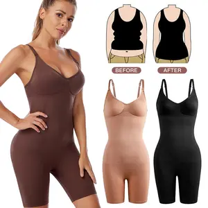 Wasit Trainer Bodysuit for Women Tummy Control Shapewear Round Neck Seamless Butt Lifter Body Shaper