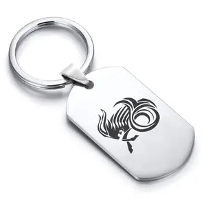 Stainless Steel Tribal Capricorn Zodiac (Sea Goat) Dog Tag Keychain