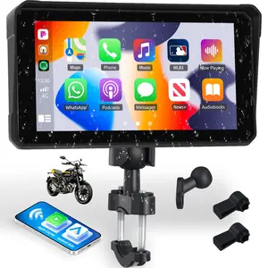 6-Inch Waterproof Motorcycle CarPlay Screen with Wireless CarPlay & Android Auto, Dual Bluetooth, MirrorLink,GPS Navigation and Siri Voice Control