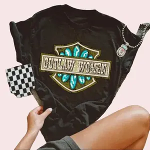 Retro Outlaw Women Tee, Vintage Western Outfits For Woman, cowgirl clothing stuff tops, country concert Gift For Her