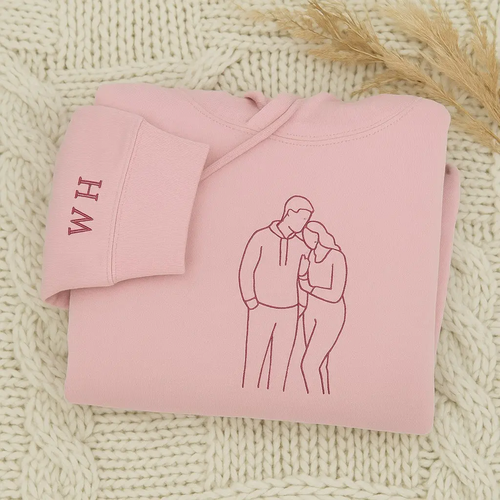 Custom Embroidered Hoodies Line Art With Pictures