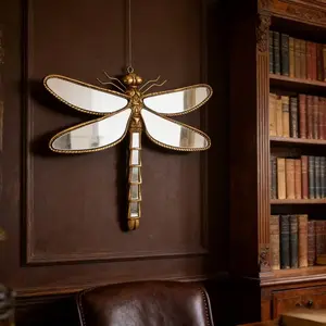 Vintage Gold Dragonfly Wall Decor, European Resin Insect Ornament, Luxurious Retro Artistic Home Decoration, Perfect Gift for Office, Study, Living Room and Bedrooms, Decor Items
