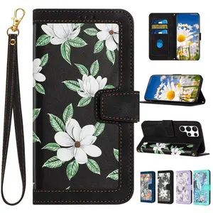 Floral Retro Leather Phone Case, Shockproof Stand Cover for Samsung Galaxy S26 Ultra S25 S24 Ultra, Multi-Card Slot, Fashionable Women's Bag, Accessories