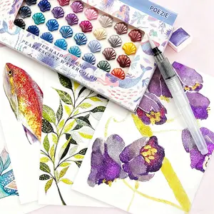 60-Color Solid Watercolor Paint Set, Shell Shape, Adult Color Paint Set, Full-Color Art Paint Supplies, Beginner & Professional Use, Holiday Gift, Art Materials