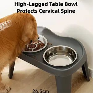 Pet bowl, large dog classic folding tall double bowl medium and large dog bowl, Golden Retriever large dog feeding bowl, food bowl