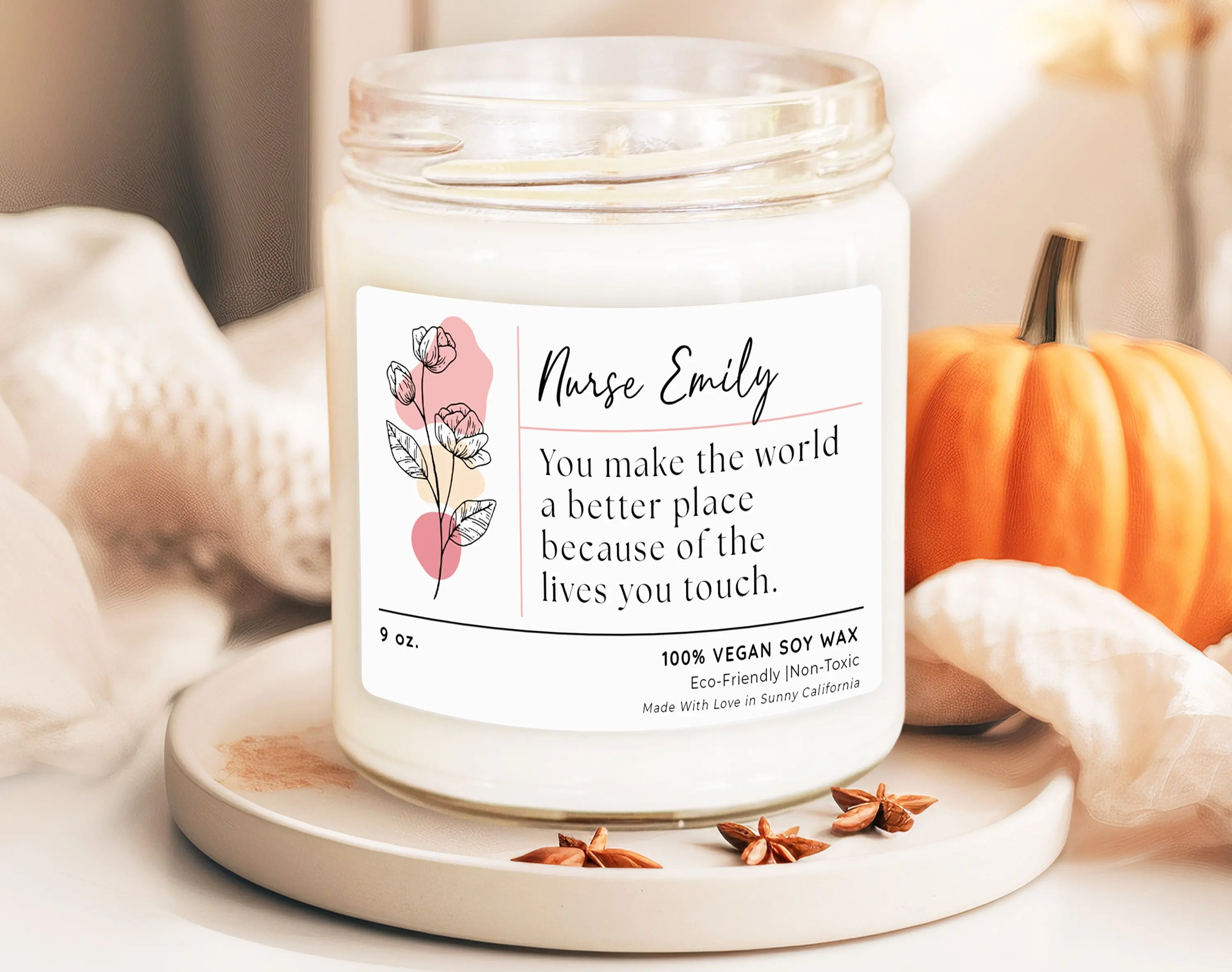 Personalized Nurse Candle, Nurse Christmas Candle Gifts, Nurse Appreciation Gifts, Inspiring Quote Candle, Christmas Gift