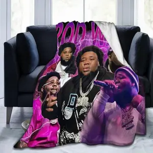 Rod Wave hip-hop inspired flannel plush blanket, comfortable, lightweight and warm, suitable for teenagers, sofas, offices, and travel chairs.