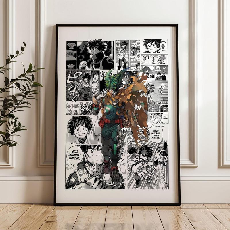 My Hero Academia Deku Midoriya Izuku Manga Panels Poster: Anime Print, Anime Satin Poster
